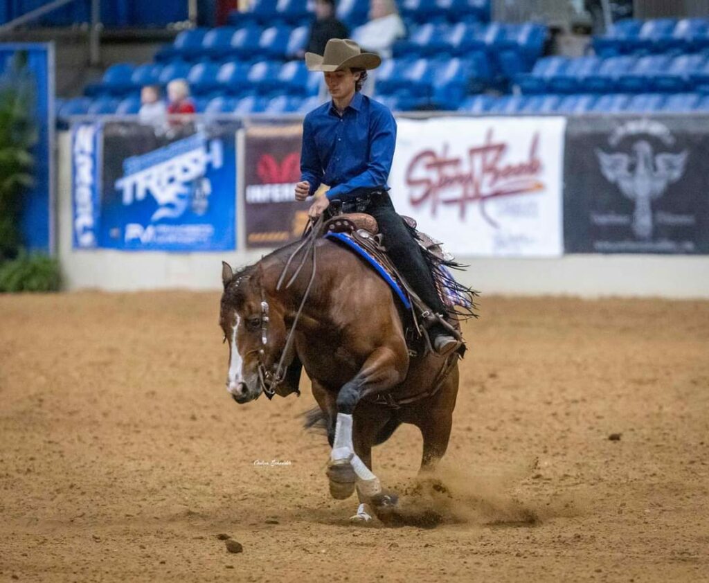A Woman Riding a Horse in an Arena.